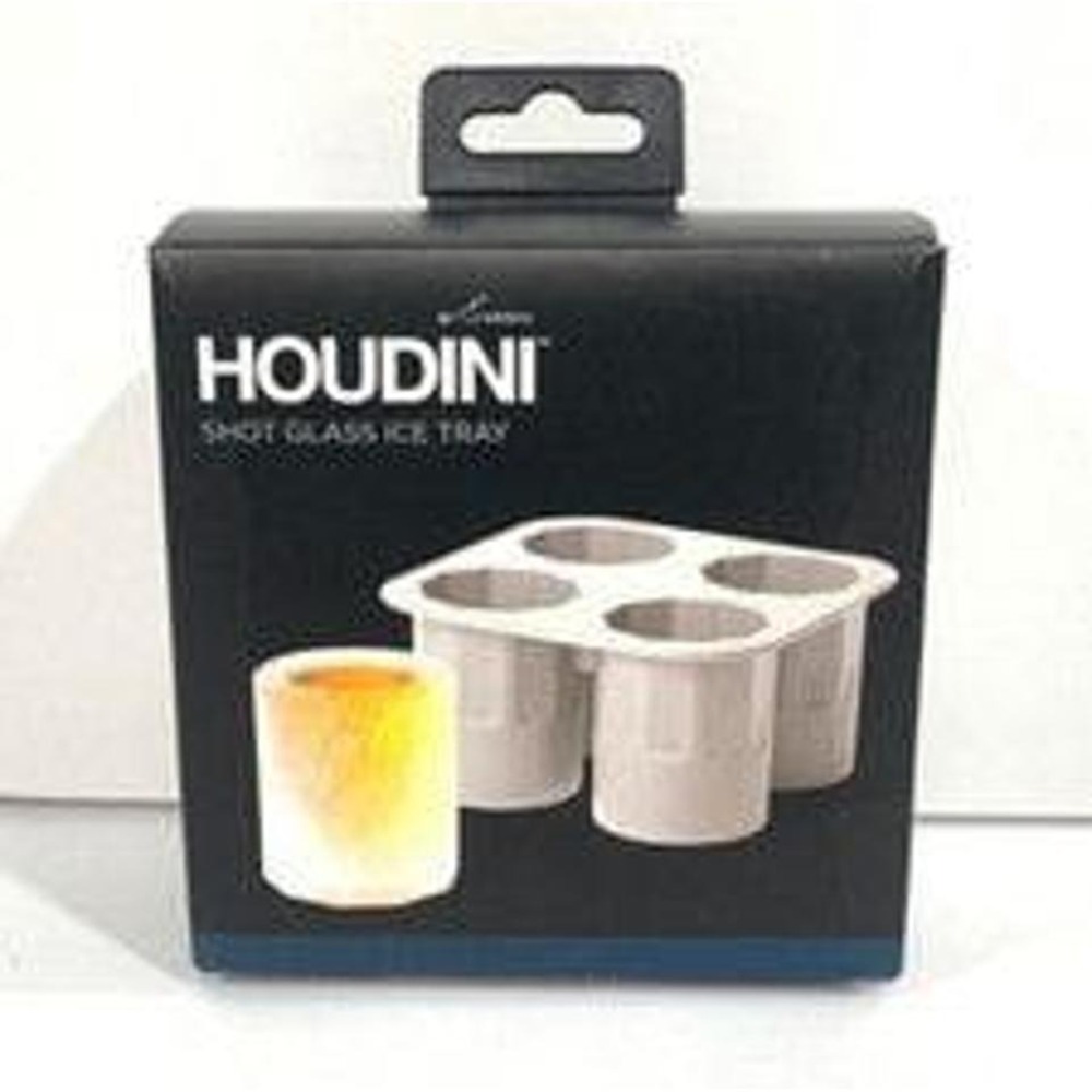 Houdini Shot Glass Mold for Ice Cube Shot Glasses - Silicone Tray - 4 Cups -‎ NE